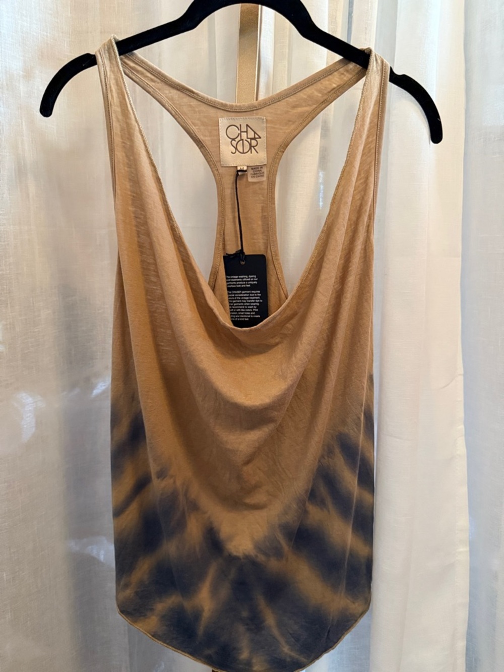Chaser Taupe and Navy Dip-Dye Racerback Tank